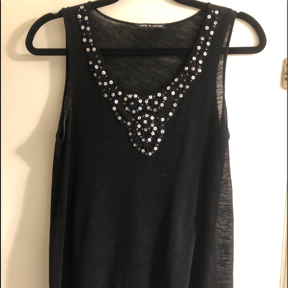 Cable & gauge black blouse